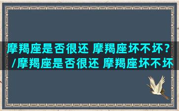 摩羯座是否很还 摩羯座坏不坏？/摩羯座是否很还 摩羯座坏不坏？-我的网站